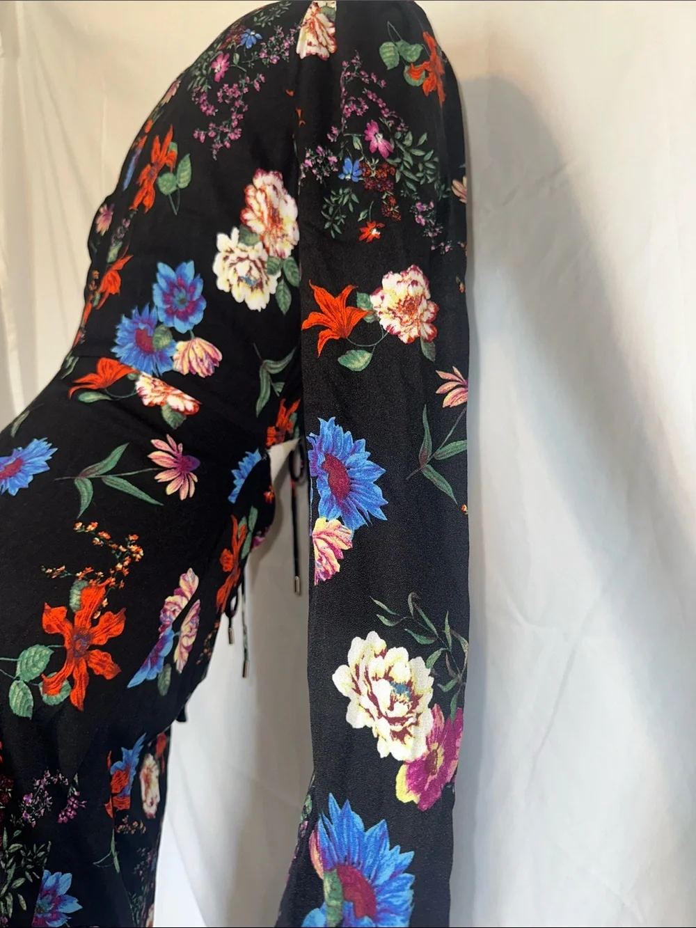 AFRM Black Floral Maxi Skirt with Multicolor Blooms